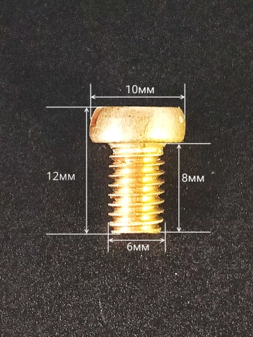 Винт 6х8 латунный с цилиндрической головкой DIN84,10 шт фото 3