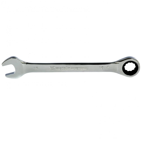 Ключ комбинированный трещоточный зеркальный хром 16 мм CrV Matrix фото 1