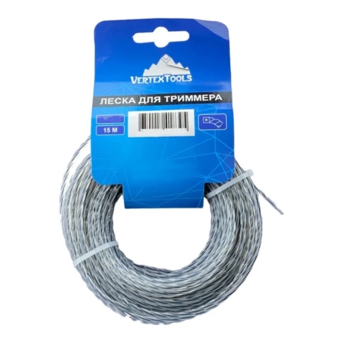 Леска для триммера витой квадрат с сердечником 2,7 мм V 15 м  VERTEX фото 1