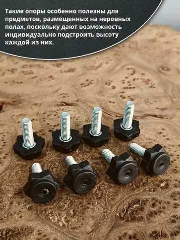 Ножка опора D19 М6х12 регулируемая мебельная под шестигранник 8 шт фото 4