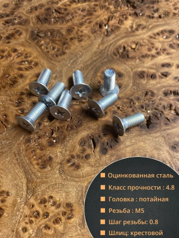 Винт потайной оцинкованный 5х12 DIN965, 100 шт. фото 2
