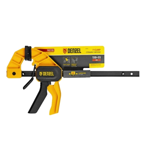 Струбцина тип F усиленная быстрозажимная, нейлоновый корпус 55х150 мм Denzel фото 3