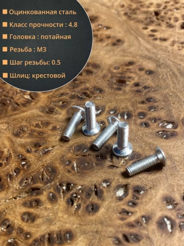 Винт потайной оцинкованный 3х10 DIN965, 10 шт. фото 2