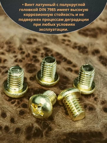 Винт 6х10  латунный с полукруглой гол. DIN7985,10 шт фото 4