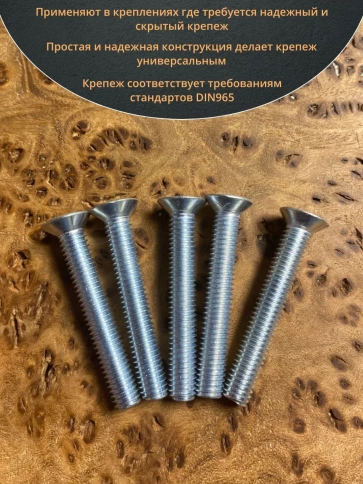 Винт потайной оцинкованный 6х35 DIN965, 10 шт. фото 4