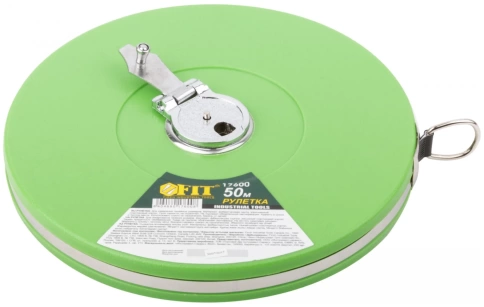 Рулетка фибергласовая лента, зел.пластик.корпус 50м фото 1