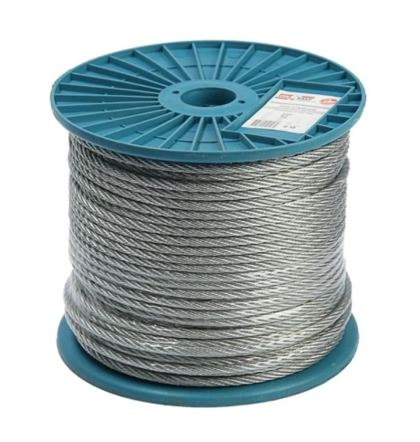 Трос стальной d6 с зажимами (4 шт.) ОЦ без оплетки, 50 метров фото 1