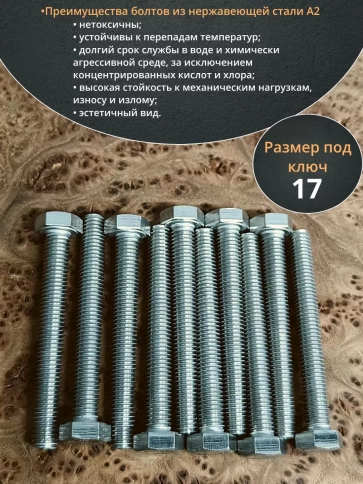 Болт нержавеющий 10х55 мм DIN933  10шт фото 3