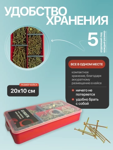 Саморезы по дереву М4 ЖЦ в органайзере НАБОР 1 фото 5