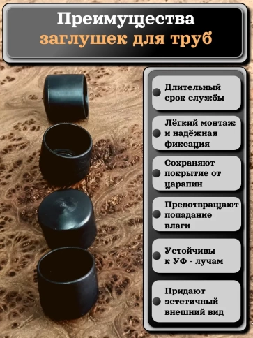 Заглушка для труб наружная круглая d 22 мм черная, 20 шт фото 3