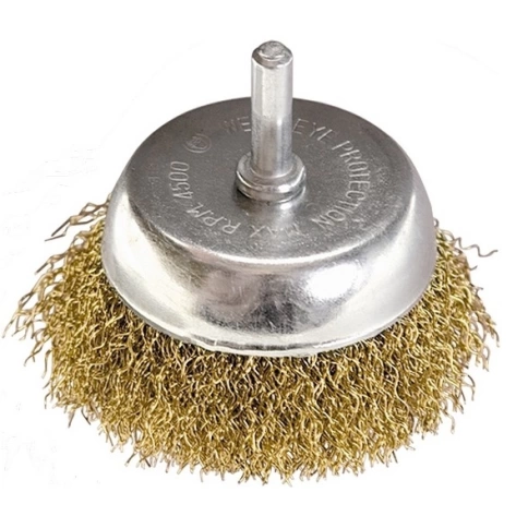 Щетка для дрели "чашка", со шпилькой, латунир.вит.проволока, Matrix фото 2