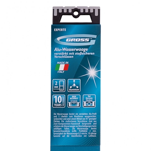 Уровень алюминиевый усиленный с ударопрочными заглушками 3 глазка рукоятки 1500 мм Gross фото 4