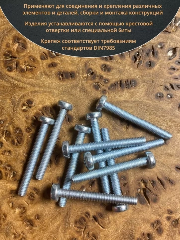 Винт с полукруглой головкой М3х25 ОЦ DIN7985, 50 шт. фото 4