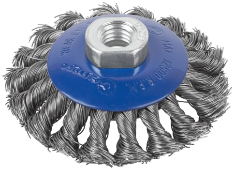 Щетка для УШМ "тарелка", кручен.проволока 0,5мм, 100 мм М14 CUTOP Profi фото 1