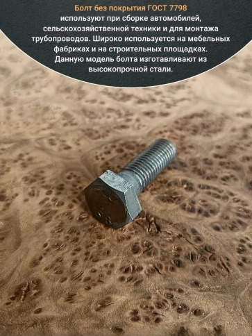 Болт без покрытия 8х25 мм ГОСТ 7798, 10 шт. фото 4