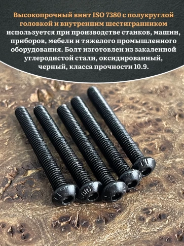 Винт чёрный М4x35 ISO 7380 под шестигранник к.п.10.9, 10 шт. фото 5