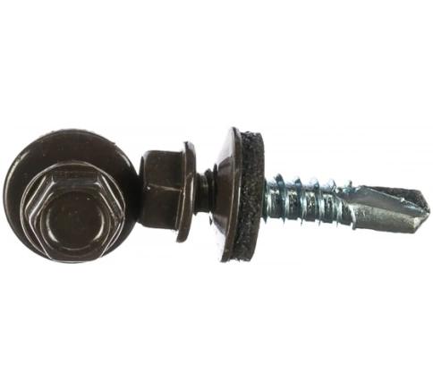 Саморез кровельный, 4,8х35 серо-коричневый RAL8019 250 шт фото 5