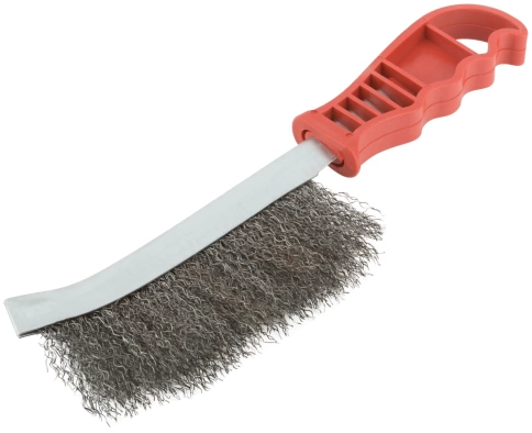 Корщетка с изогнутой пластиковой ручкой, стальная, тип А фото 2