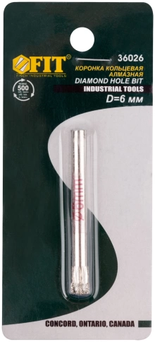 Коронка по кафелю и стеклу, алмазная кольцев 6 мм фото 3