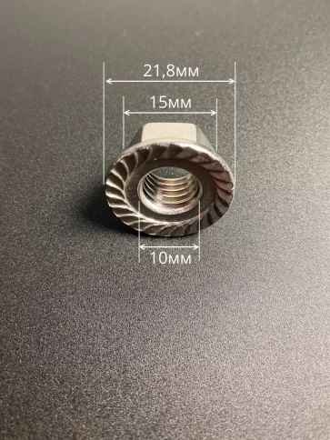 Гайка с фланцем нержавеющая М10 DIN 6923 (10 шт.) фото 2