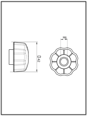 Ручка фиксатор барашек сквозная d 42 мм с гайкой М6, 4 шт. фото 2