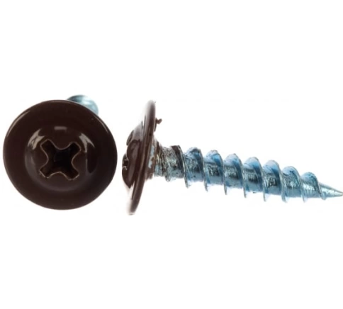 Саморез с прессшайбой, острый, 4,2х32 RAL8017 фото 1