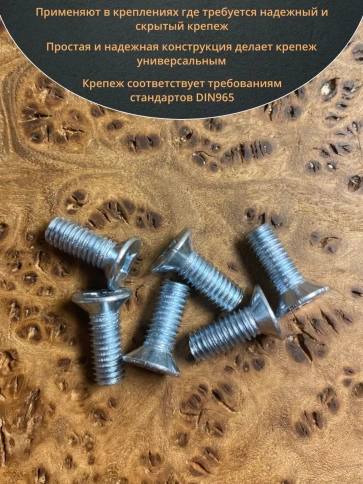 Винт потайной оцинкованный 6х20 DIN965, 10 шт. фото 4