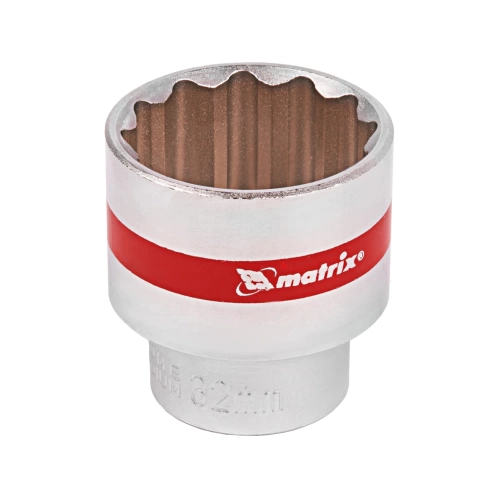 Головка торцевая хромированная 12-гранная 32 мм под квадрат 1/2 CrV Matrix фото 1