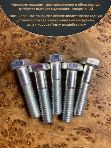 Болт высокопрочный оцинкованный М10х45 к.п.8.8 DIN931(10 шт) фото 4