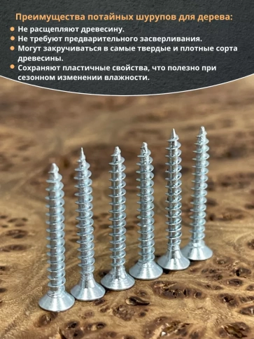 Шуруп потайной для дерева Б 3,0х30 БЦ, 10 шт. фото 4