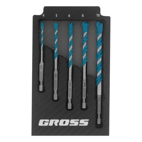 Набор сверл универсальных 6-гранный хвостовик 4-10 мм 5 шт.Multipurpose PRO Gross фото 1