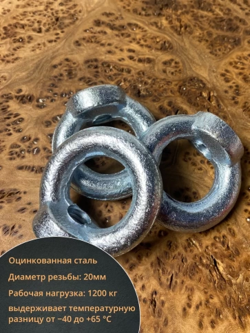 Рым гайка М20 оцинкованная DIN582, 4 шт. фото 3