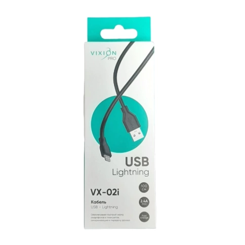 Кабель USB VX-02i Lightning 8 pin 1м черный VIXION PRO фото 1