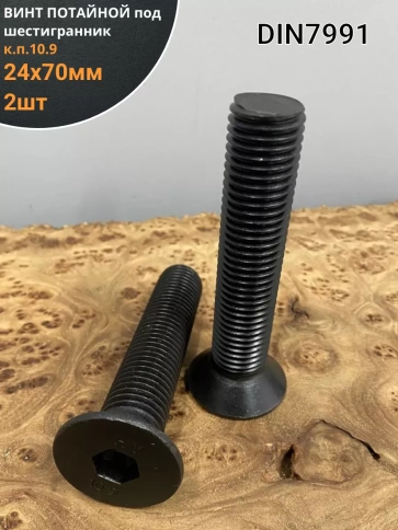 Винт потайной под шестигранник 24х70 DIN7991 к.п.10.9, 2шт фото 1