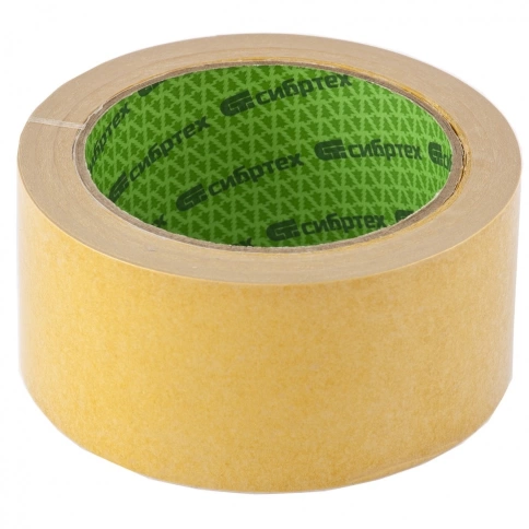 Лента клейкая двусторонняя 50мм х 10м, полипропил.основа Сибртех фото 1