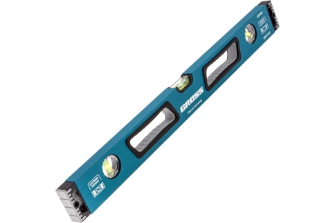 Уровень алюминиевый усиленный с ударопрочными заглушками 3 глазка рукоятки 600 мм Gross фото 1