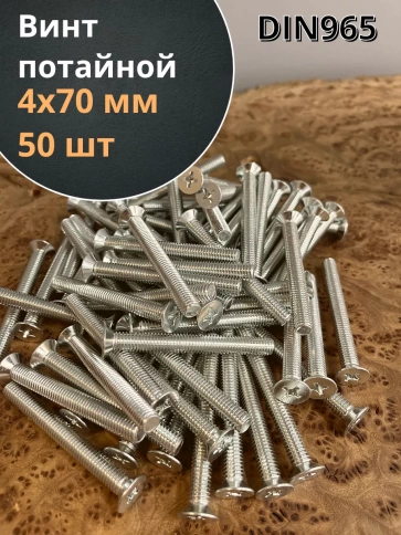Винт потайной оцинкованный 4х70 DIN965, 50 шт. фото 1
