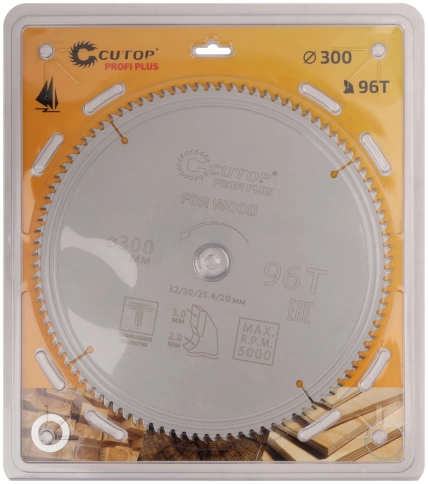 Диск пильный по дереву с тефл.покр.96Т CUTOP Profi Plus 300х2,0/3,0х32/30/25,4/20 мм фото 2