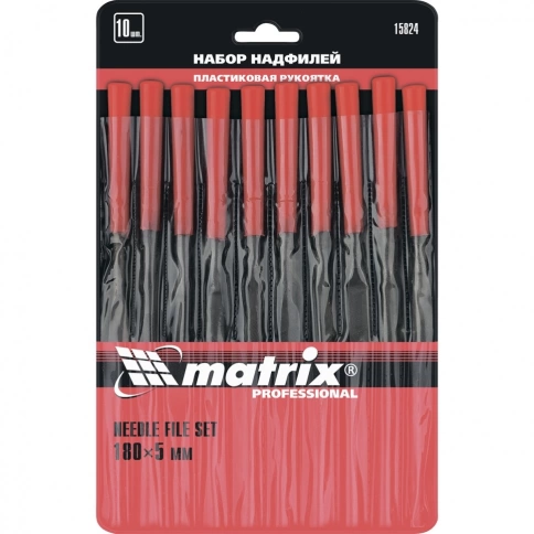 Набор надфилей, пластиковые рукоятки 180х5 мм 10шт. Matrix фото 1