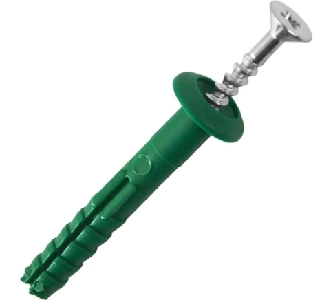 Дюбель с шурупом потайной 6х40 мм, зеленый фото 1