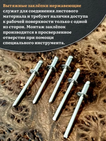 Заклепка вытяжная нержавеющая М4х8 , 20 шт. фото 3