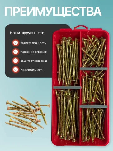 Саморезы по дереву М5 ЖЦ в органайзере НАБОР 2 фото 4