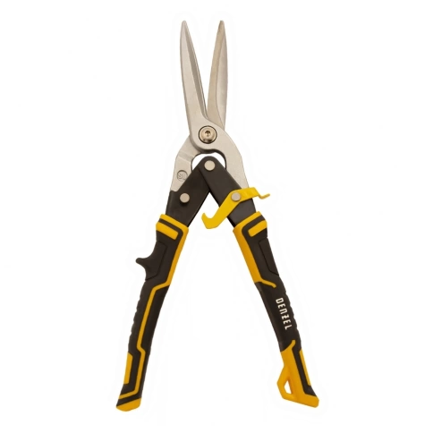 Ножницы по металлу,, прямой проходной рез., сталь-CrMo, трехкомп.рук Denzel фото 1