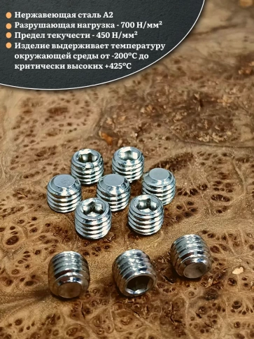 Винт установочный нержавеющий М12х10 DIN913 (гужон), 50 шт. фото 3