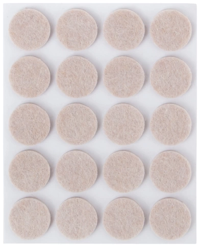 Подкладки для мебели самоклеющиеся круглые 17 мм 20 шт. войлок фото 1