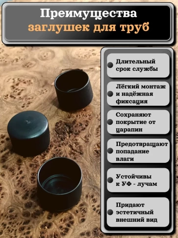 Заглушка для труб наружная круглая d 30 мм черная, 16 шт фото 3