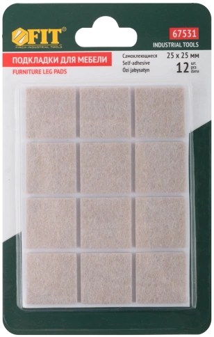 Подкладки для мебели самоклеющиеся квадратные 25х25 мм 12 шт. войлок фото 3