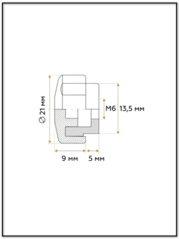 Ручка фиксатор барашек разборный d21 болт М6 (не в комплекте), 10 шт. фото 2