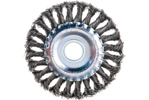 Щетка для УШМ "Плоская", кручен.проволока 0,5мм, 125 мм посадка 22,2мм Сибртех фото 1