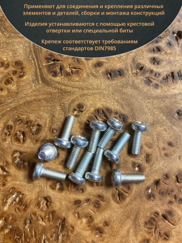 Винт с полукруглой головкой М3х6 ОЦ DIN7985, 100 шт. фото 4